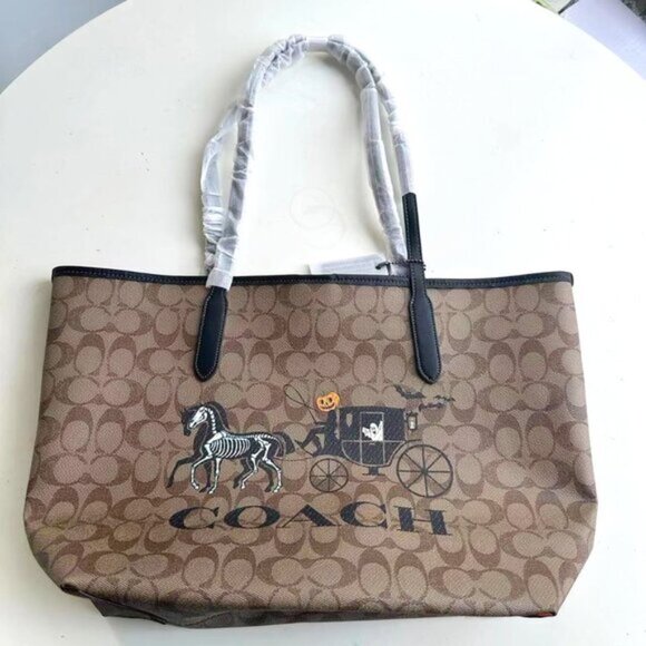 Coach City Tote In Signature Canvas With Halloween - Picture 1 of 7
